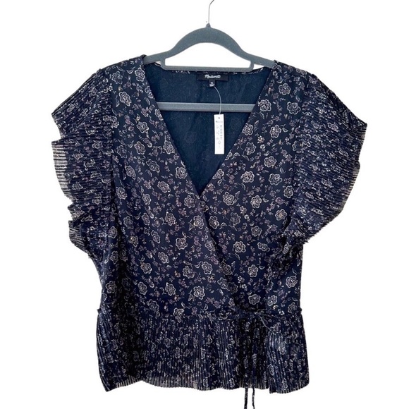 Madewell Flutter sleeve wrap top in floral - Picture 1 of 3